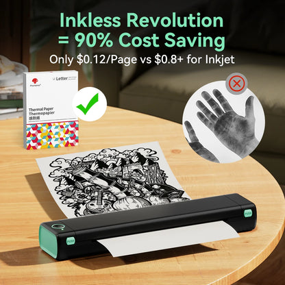 Phomemo M08F™ – Portable A4 Wireless Thermal Printer with Bluetooth – Inkless Printing for Home, Office & Shipping (iOS/Android/PC Compatible)