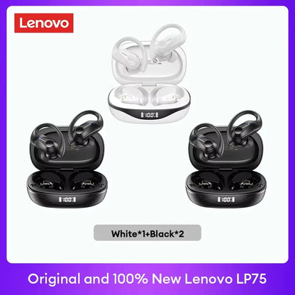 Lenovo LP75™ – TWS Bluetooth 5.3 Wireless Earbuds with LED Display, Noise Reduction & Waterproof Design