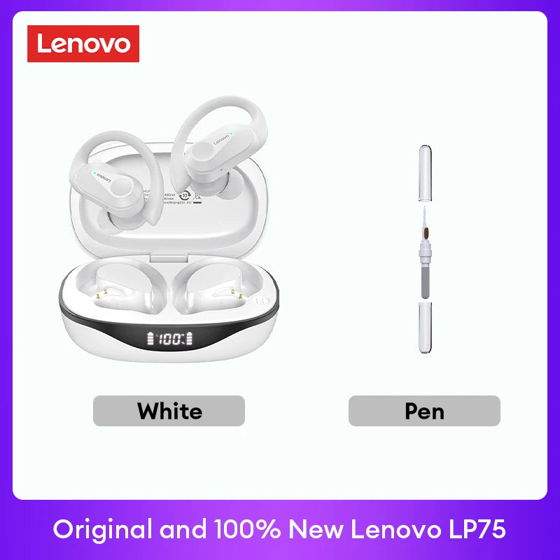 Lenovo LP75™ – TWS Bluetooth 5.3 Wireless Earbuds with LED Display, Noise Reduction & Waterproof Design