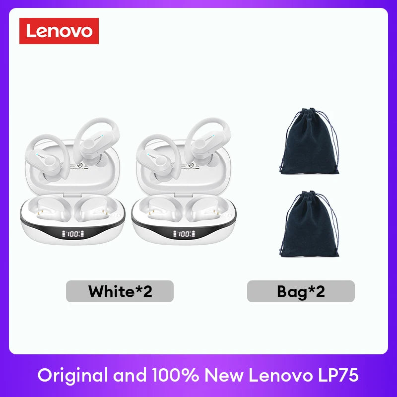Lenovo LP75™ – TWS Bluetooth 5.3 Wireless Earbuds with LED Display, Noise Reduction & Waterproof Design