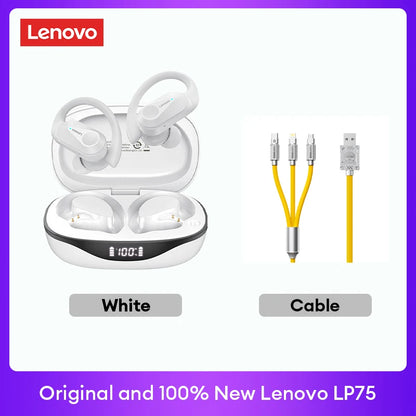 Lenovo LP75™ – TWS Bluetooth 5.3 Wireless Earbuds with LED Display, Noise Reduction & Waterproof Design