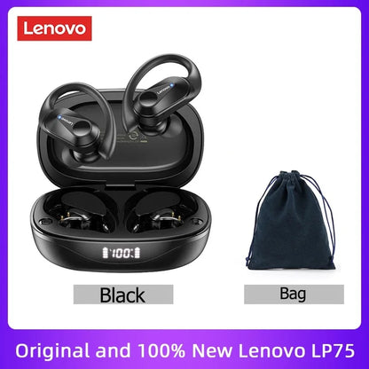Lenovo LP75™ – TWS Bluetooth 5.3 Wireless Earbuds with LED Display, Noise Reduction & Waterproof Design