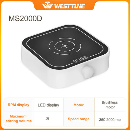 Westtune LabStir™ – Digital Magnetic Stirrer with LCD Display, 3000 RPM, 3L Capacity, Brushless Motor, Portable 12V Lab Mixer