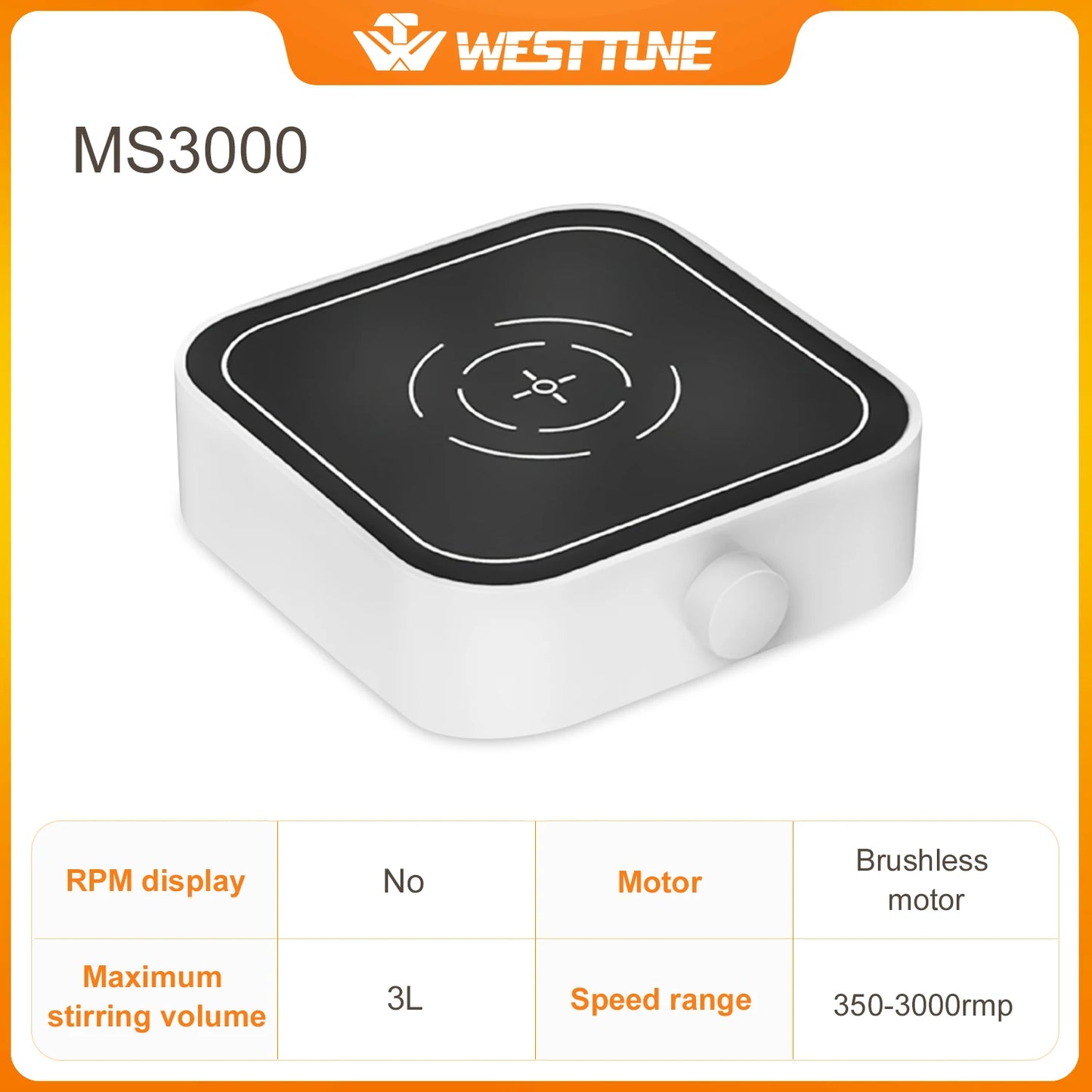 Westtune LabStir™ – Digital Magnetic Stirrer with LCD Display, 3000 RPM, 3L Capacity, Brushless Motor, Portable 12V Lab Mixer