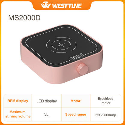 Westtune LabStir™ – Digital Magnetic Stirrer with LCD Display, 3000 RPM, 3L Capacity, Brushless Motor, Portable 12V Lab Mixer