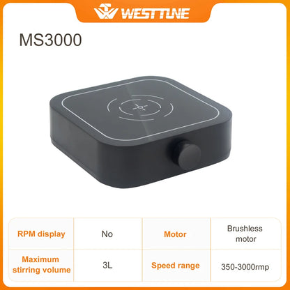 Westtune LabStir™ – Digital Magnetic Stirrer with LCD Display, 3000 RPM, 3L Capacity, Brushless Motor, Portable 12V Lab Mixer
