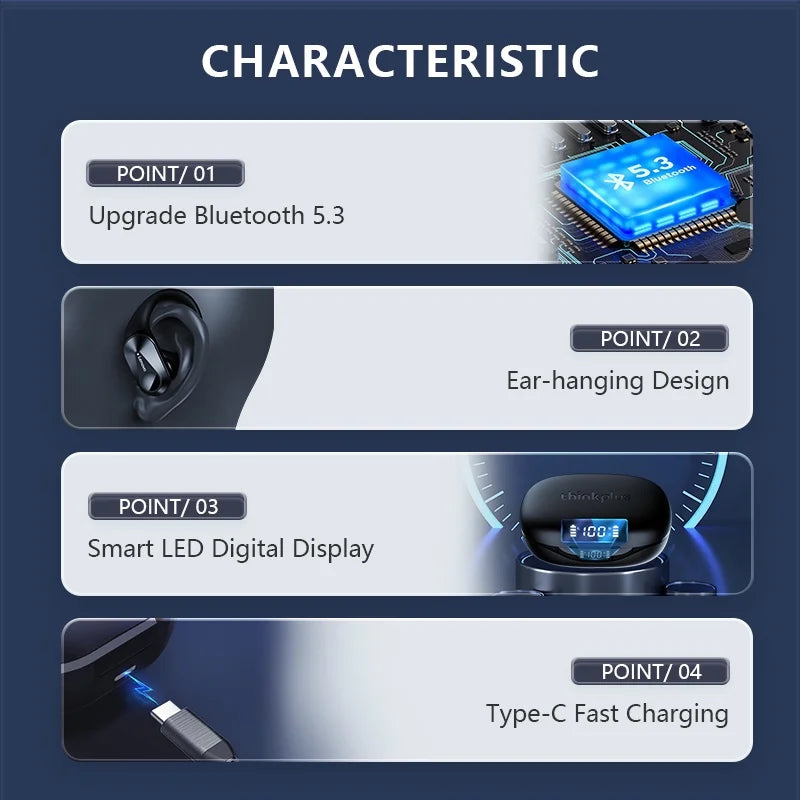 Lenovo LP75™ – TWS Bluetooth 5.3 Wireless Earbuds with LED Display, Noise Reduction & Waterproof Design
