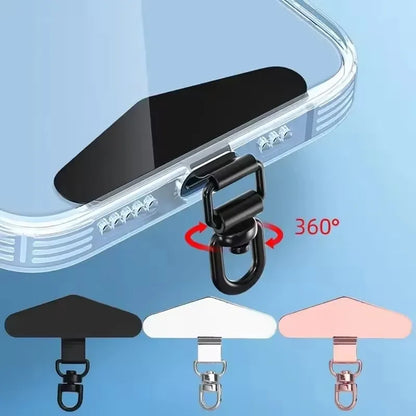 SafeLink 360™ – Universal Metal Phone Tether Tab with 360° Rotation – Steel Lanyard Patch Connector for Mobile Safety