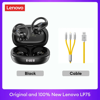 Lenovo LP75™ – TWS Bluetooth 5.3 Wireless Earbuds with LED Display, Noise Reduction & Waterproof Design
