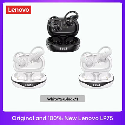 Lenovo LP75™ – TWS Bluetooth 5.3 Wireless Earbuds with LED Display, Noise Reduction & Waterproof Design