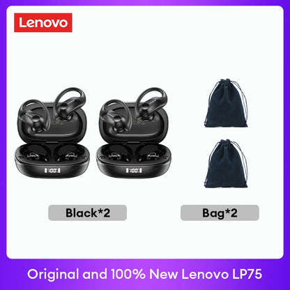 Lenovo LP75™ – TWS Bluetooth 5.3 Wireless Earbuds with LED Display, Noise Reduction & Waterproof Design