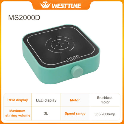 Westtune LabStir™ – Digital Magnetic Stirrer with LCD Display, 3000 RPM, 3L Capacity, Brushless Motor, Portable 12V Lab Mixer