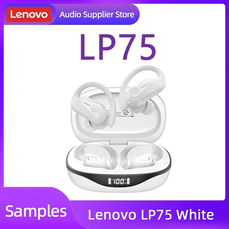 Lenovo LP75™ – TWS Bluetooth 5.3 Wireless Earbuds with LED Display, Noise Reduction & Waterproof Design