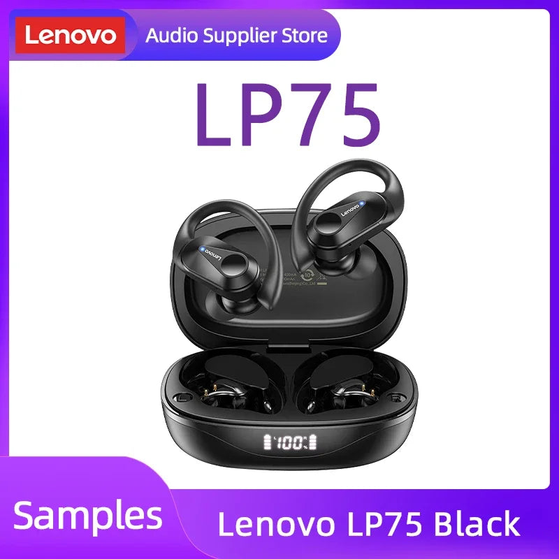 Lenovo LP75™ – TWS Bluetooth 5.3 Wireless Earbuds with LED Display, Noise Reduction & Waterproof Design