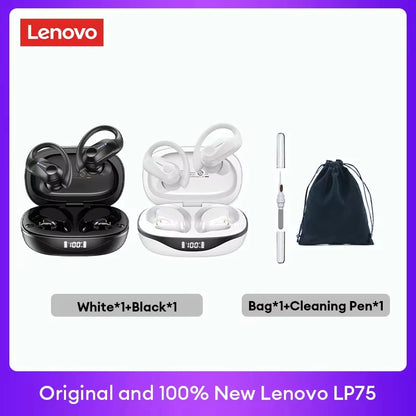 Lenovo LP75™ – TWS Bluetooth 5.3 Wireless Earbuds with LED Display, Noise Reduction & Waterproof Design