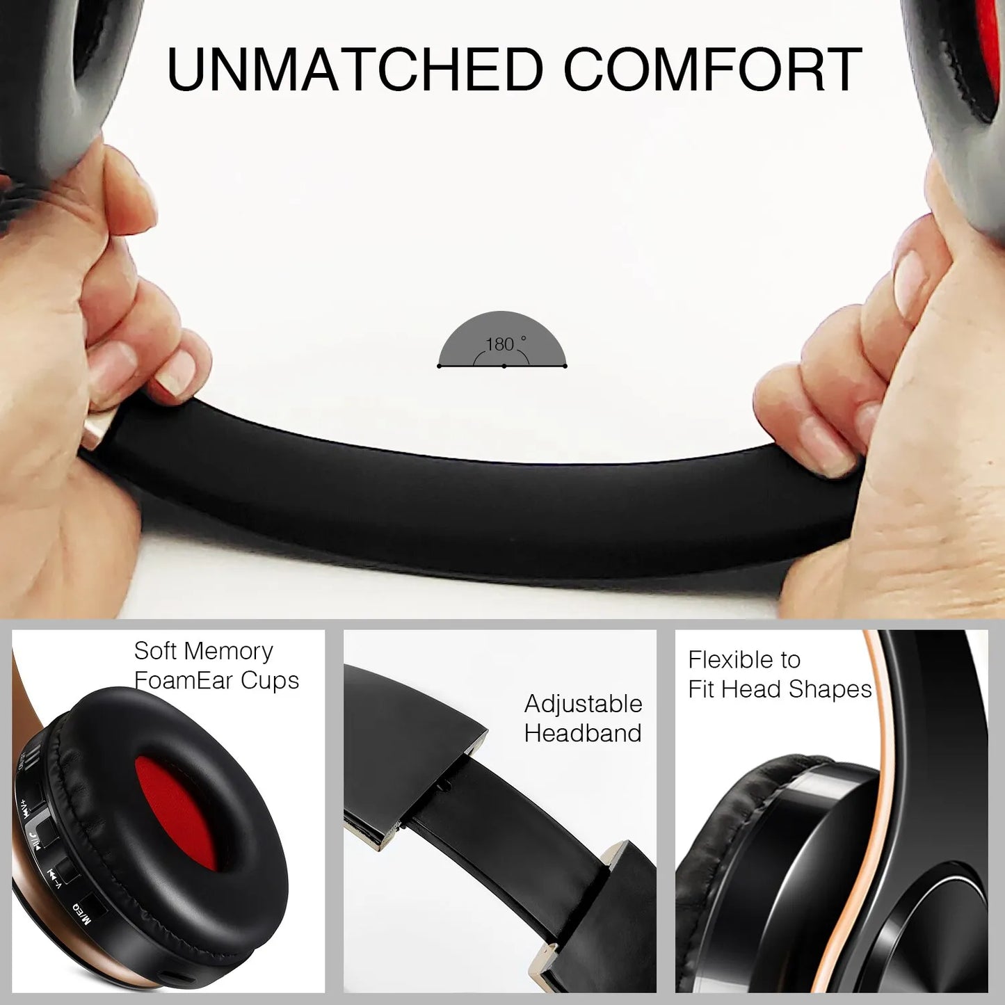 HiFlex Audio™ – Hi-Fi Stereo Bluetooth Headphones with FM Radio, SD Card Slot & Mic for iPhone, Samsung, Xiaomi & Tablets