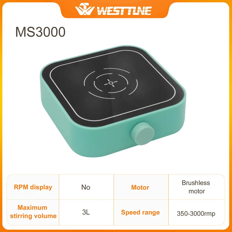 Westtune LabStir™ – Digital Magnetic Stirrer with LCD Display, 3000 RPM, 3L Capacity, Brushless Motor, Portable 12V Lab Mixer