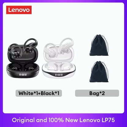 Lenovo LP75™ – TWS Bluetooth 5.3 Wireless Earbuds with LED Display, Noise Reduction & Waterproof Design