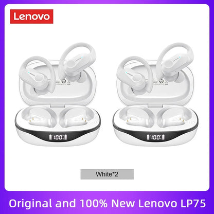 Lenovo LP75™ – TWS Bluetooth 5.3 Wireless Earbuds with LED Display, Noise Reduction & Waterproof Design